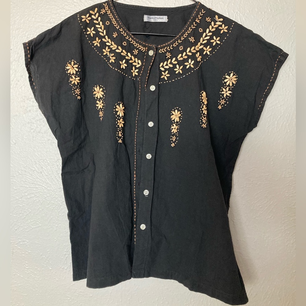 beaded button up top